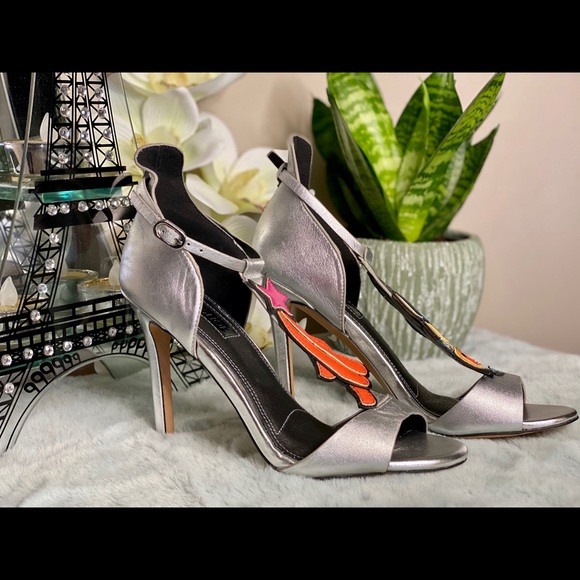 TOPSHOP ROCKET EMBELLISHED SILVER SANDALS - Picture 3 of 5